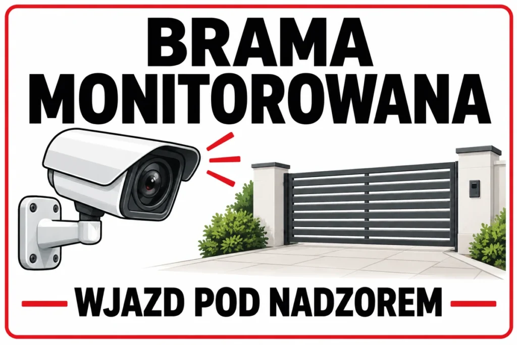 BRAMA MONITOROWANA — WJAZD POD NADZOREM | tabliczka Bogler 30 × 20 cm