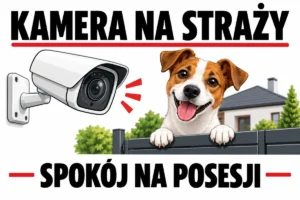 Tabliczka informacyjna z motywem monitoringu