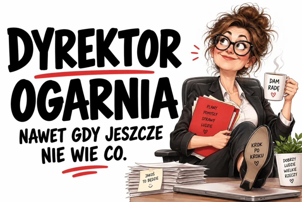 DYREKTOR OGARNIA — NAWET GDY JESZCZE NIE WIE CO. | tabliczka Bogler 30 × 20 cm