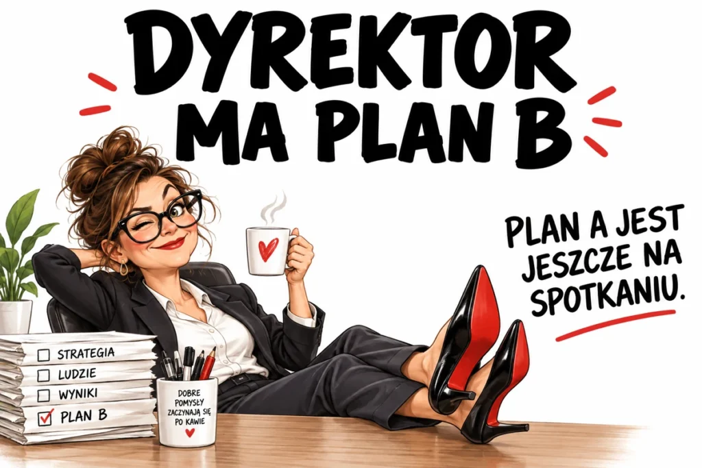 DYREKTOR MA PLAN B — PLAN A JEST JESZCZE NA SPOTKANIU. | tabliczka Bogler 30 × 20 cm