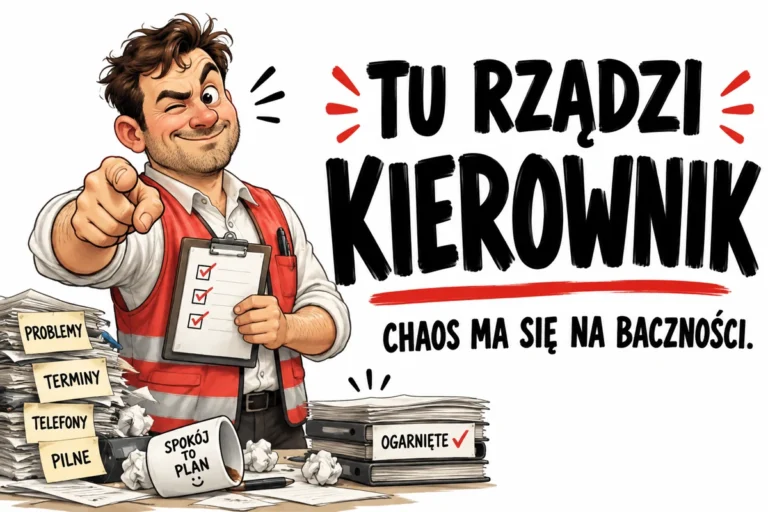TU RZĄDZI KIEROWNIK — CHAOS MA SIĘ NA BACZNOŚCI. | tabliczka Bogler 30 × 20 cm