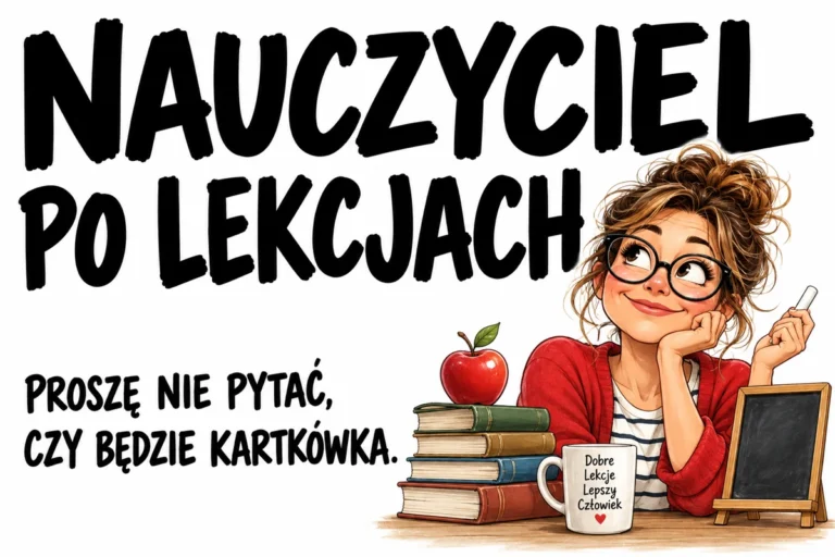 NAUCZYCIEL PO LEKCJACH — PROSZĘ NIE PYTAĆ, CZY BĘDZIE KARTKÓWKA. | tabliczka Bogler 30 × 20 cm