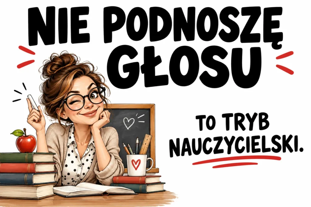 NIE PODNOSZĘ GŁOSU — TO TRYB NAUCZYCIELSKI. | tabliczka Bogler 30 × 20 cm