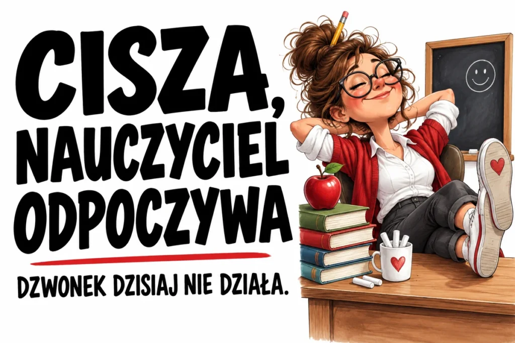 CISZA, NAUCZYCIEL ODPOCZYWA — DZWONEK DZISIAJ NIE DZIAŁA. | tabliczka Bogler 30 × 20 cm