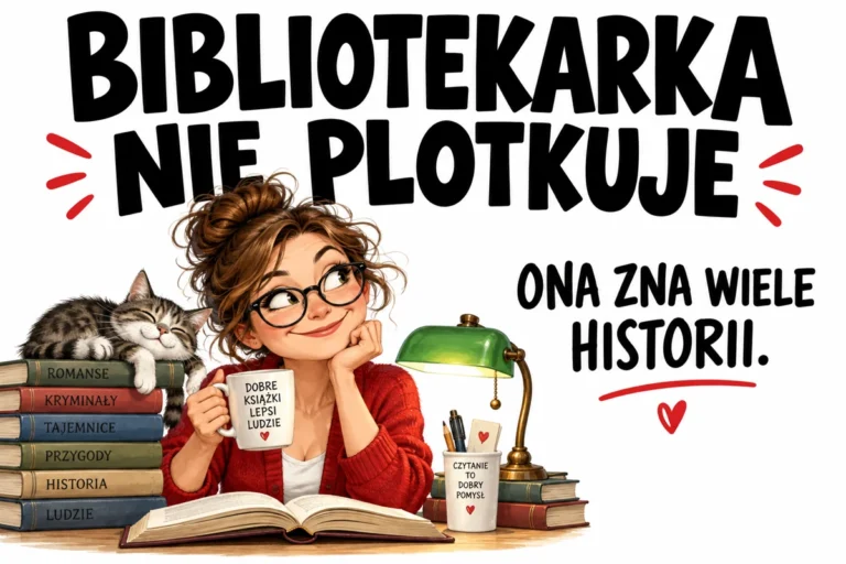 BIBLIOTEKARKA NIE PLOTKUJE — ONA ZNA WIELE HISTORII. | tabliczka Bogler 30 × 20 cm