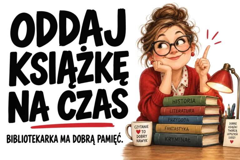 ODDAJ KSIĄŻKĘ NA CZAS — BIBLIOTEKARKA MA DOBRĄ PAMIĘĆ. | tabliczka Bogler 30 × 20 cm