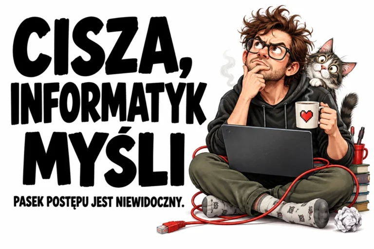 CISZA, INFORMATYK MYŚLI — PASEK POSTĘPU JEST NIEWIDOCZNY. | tabliczka Bogler 30 × 20 cm