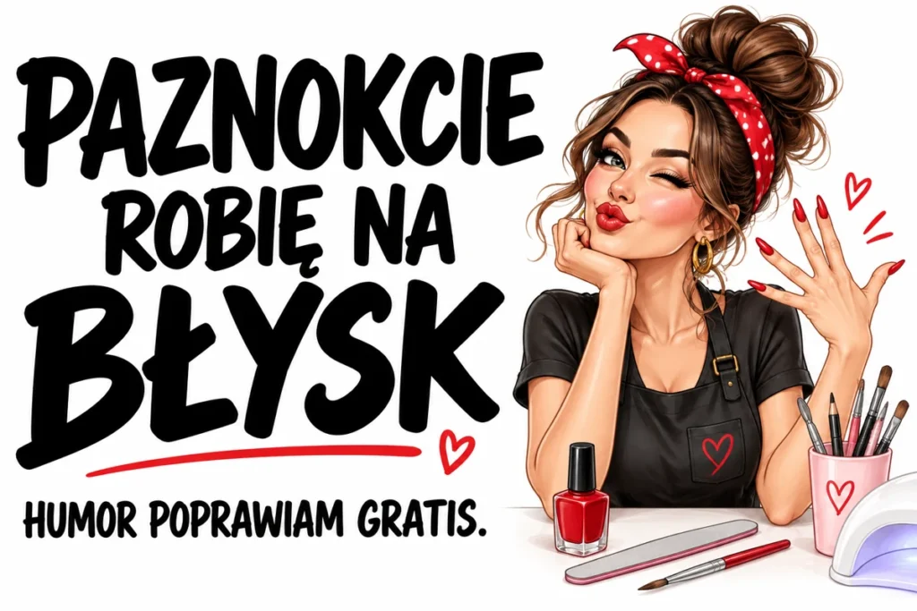 PAZNOKCIE ROBIĘ NA BŁYSK — HUMOR POPRAWIAM GRATIS. | tabliczka Bogler 30 × 20 cm