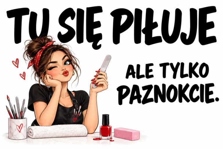 TU SIĘ PIŁUJE — ALE TYLKO PAZNOKCIE. | tabliczka Bogler 30 × 20 cm