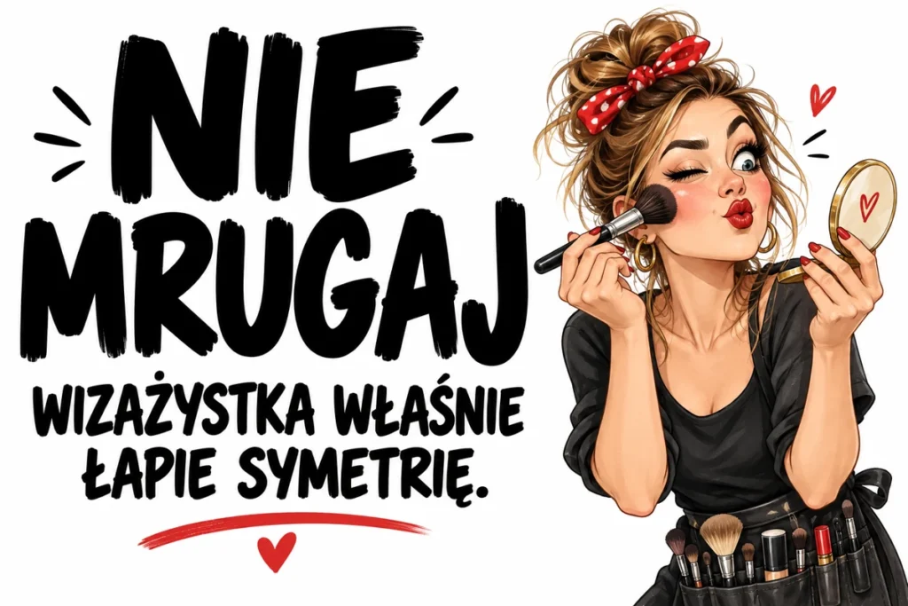 NIE MRUGAJ — WIZAŻYSTKA WŁAŚNIE ŁAPIE SYMETRIĘ. | tabliczka Bogler 30 × 20 cm