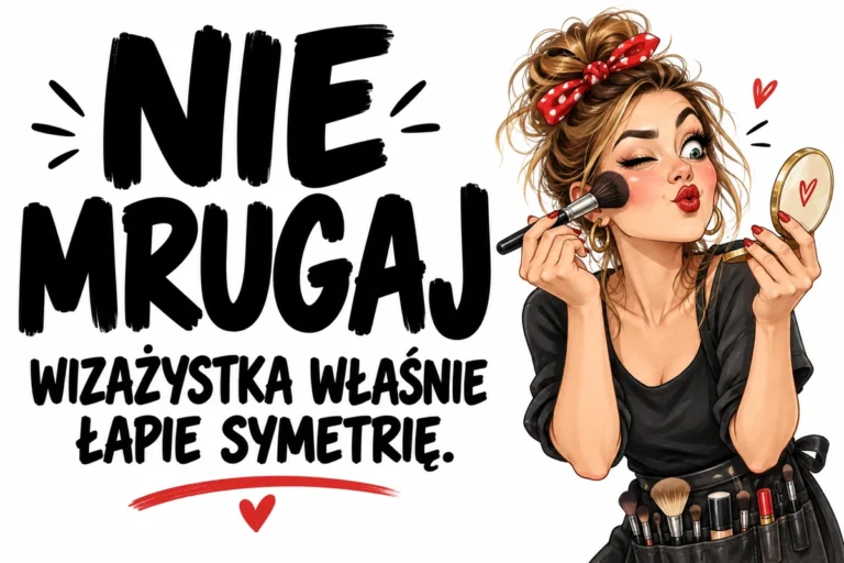 NIE MRUGAJ — WIZAŻYSTKA WŁAŚNIE ŁAPIE SYMETRIĘ. | tabliczka Bogler 30 × 20 cm