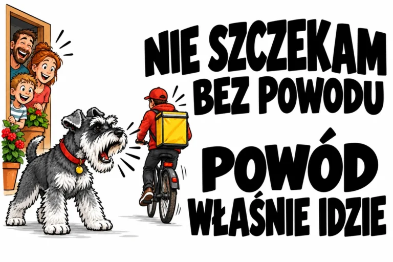 NIE SZCZEKAM BEZ POWODU — POWÓD WŁAŚNIE IDZIE | tabliczka Bogler 30 × 20 cm