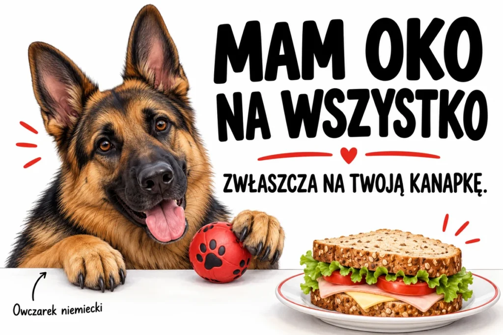 MAM OKO NA WSZYSTKO — ZWŁASZCZA NA TWOJĄ KANAPKĘ. | tabliczka Bogler 30 × 20 cm