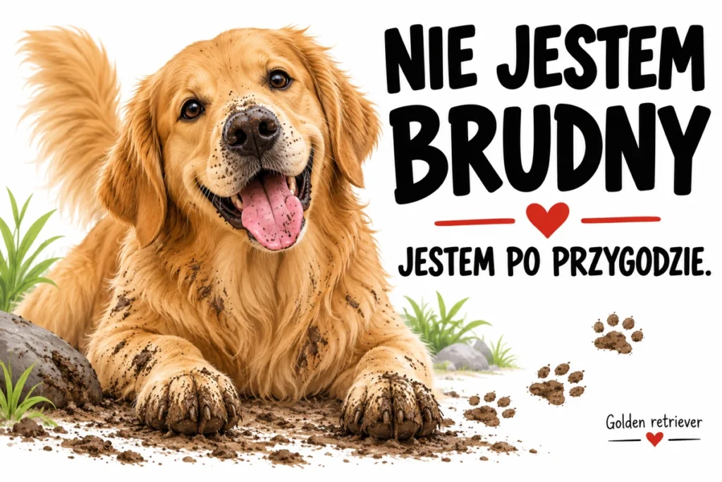 NIE JESTEM BRUDNY — JESTEM PO PRZYGODZIE. | tabliczka Bogler 30 × 20 cm
