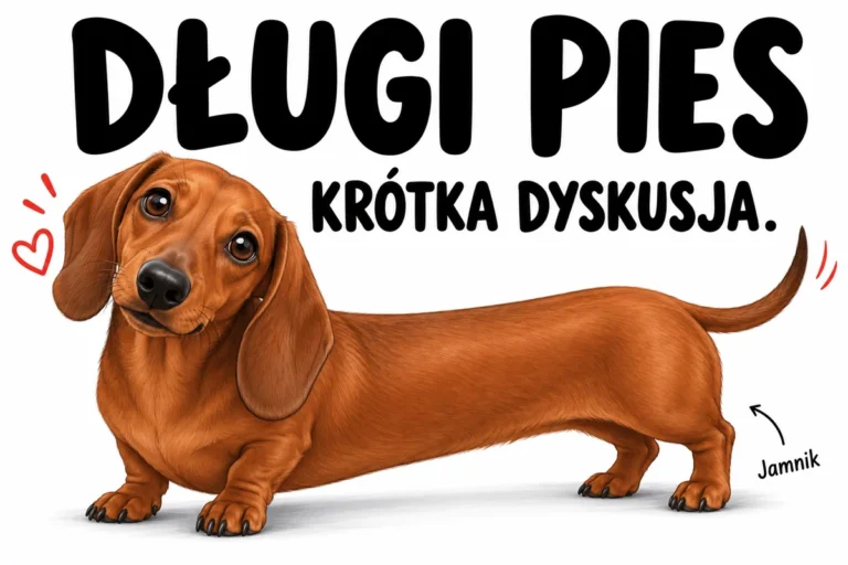 DŁUGI PIES — KRÓTKA DYSKUSJA. | tabliczka Bogler 30 × 20 cm