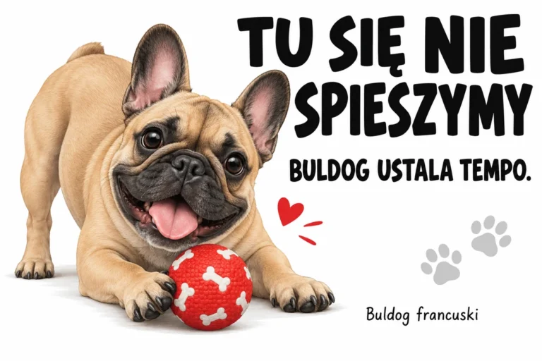 TU SIĘ NIE SPIESZYMY — BULDOG USTALA TEMPO. | tabliczka Bogler 30 × 20 cm