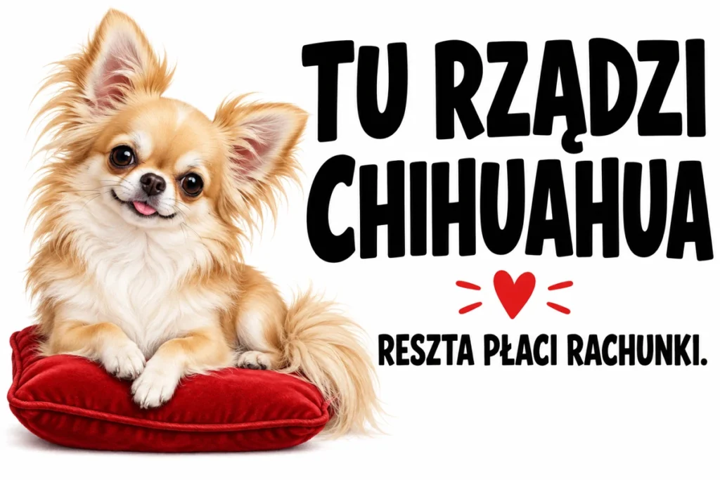 TU RZĄDZI CHIHUAHUA — RESZTA PŁACI RACHUNKI. | tabliczka Bogler 30 × 20 cm