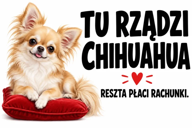 TU RZĄDZI CHIHUAHUA — RESZTA PŁACI RACHUNKI. | tabliczka Bogler 30 × 20 cm