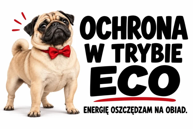 OCHRONA W TRYBIE ECO — ENERGIĘ OSZCZĘDZAM NA OBIAD. | tabliczka Bogler 30 × 20 cm