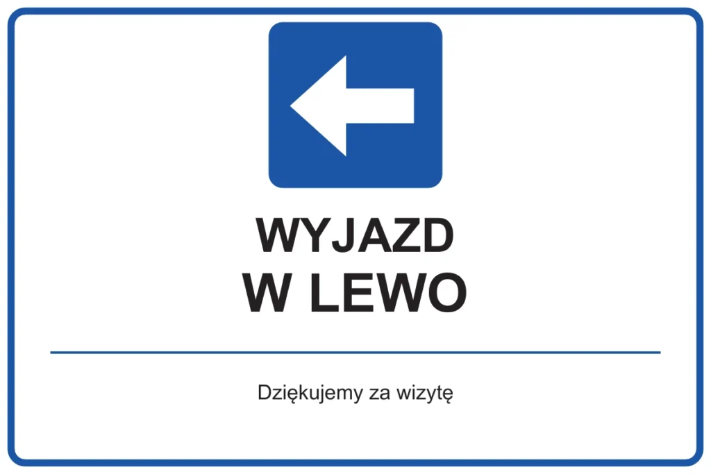 WYJAZD W LEWO — Dziękujemy za wizytę | tabliczka Bogler 30 × 20 cm