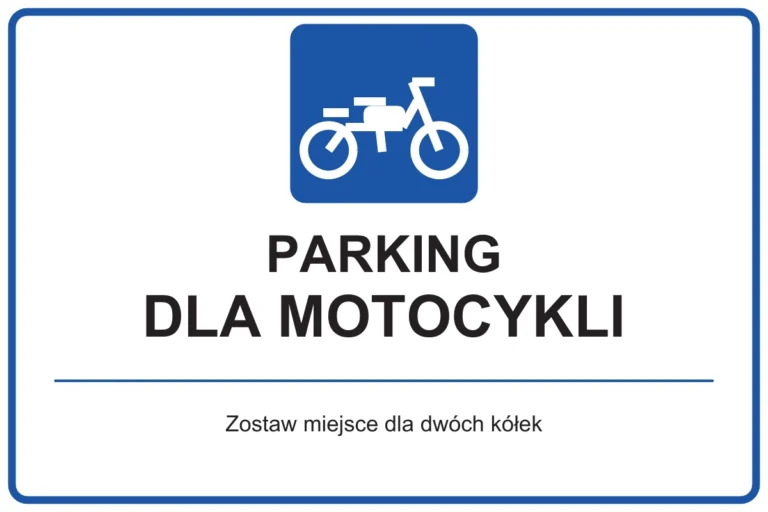 PARKING DLA MOTOCYKLI — Zostaw miejsce dla dwóch kółek | tabliczka Bogler 30 × 20 cm