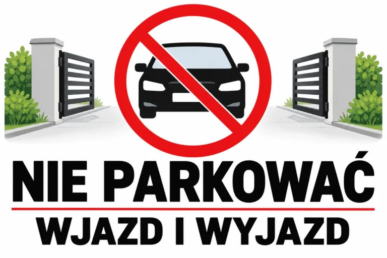 NIE PARKOWAĆ — WJAZD I WYJAZD | tabliczka Bogler 30 × 20 cm