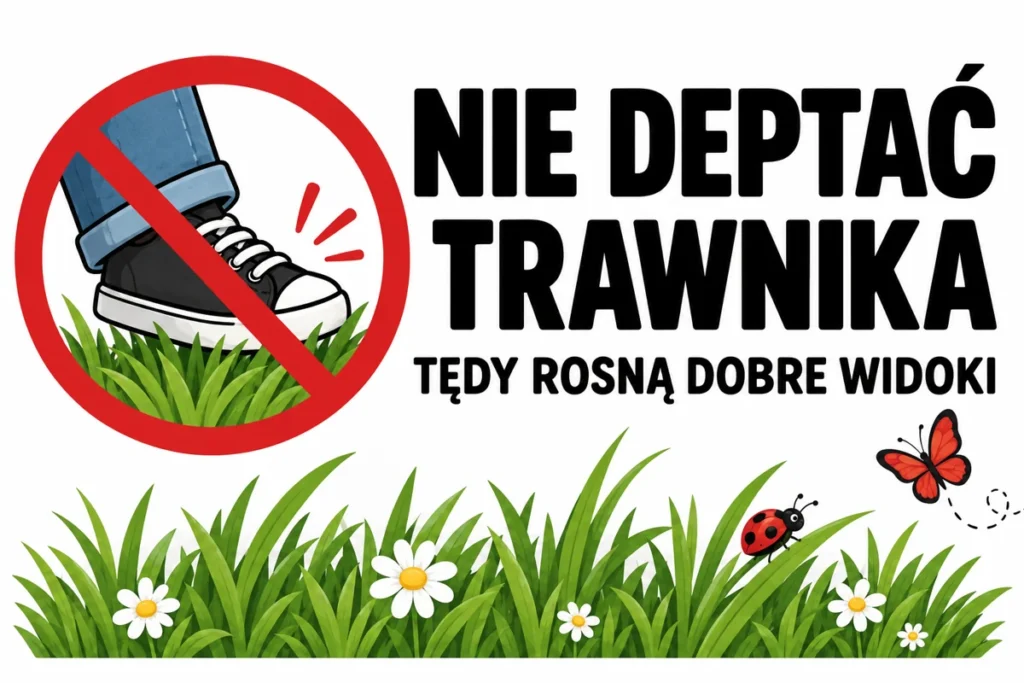 NIE DEPTAĆ TRAWNIKA — TĘDY ROSNĄ DOBRE WIDOKI | tabliczka Bogler 30 × 20 cm
