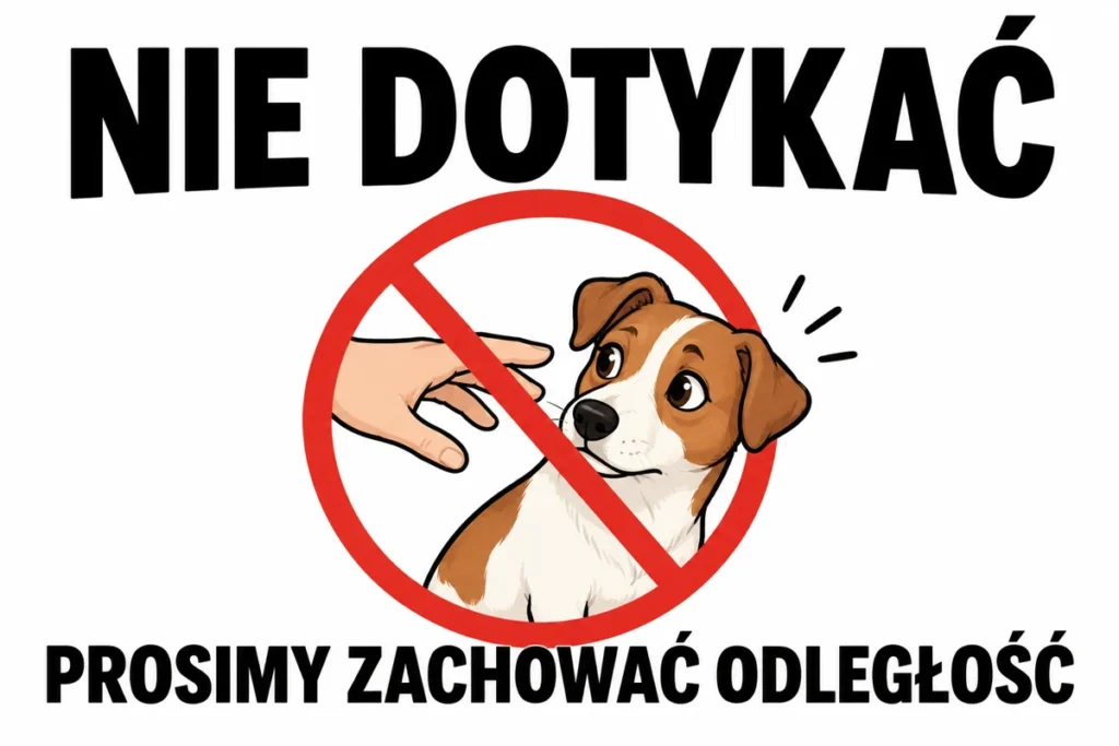 NIE DOTYKAĆ — PROSIMY ZACHOWAĆ ODLEGŁOŚĆ | tabliczka Bogler 30 × 20 cm