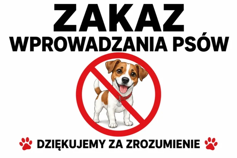 ZAKAZ WPROWADZANIA PSÓW — DZIĘKUJEMY ZA ZROZUMIENIE | tabliczka Bogler 30 × 20 cm