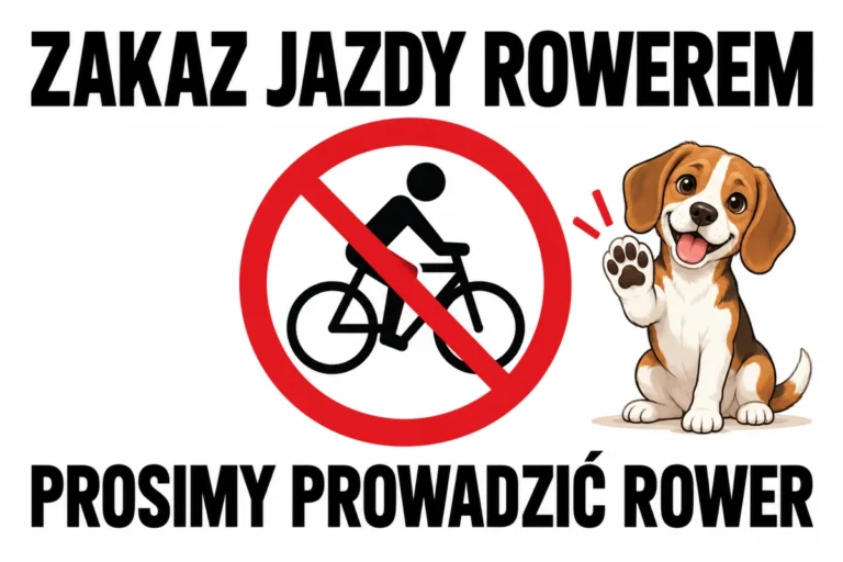 ZAKAZ JAZDY ROWEREM — PROSIMY PROWADZIĆ ROWER | tabliczka Bogler 30 × 20 cm