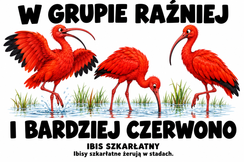 Ibis szkarłatny — W GRUPIE RAŹNIEJ