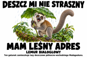 Lemur białogłowy — DESZCZ MI NIE STRASZNY