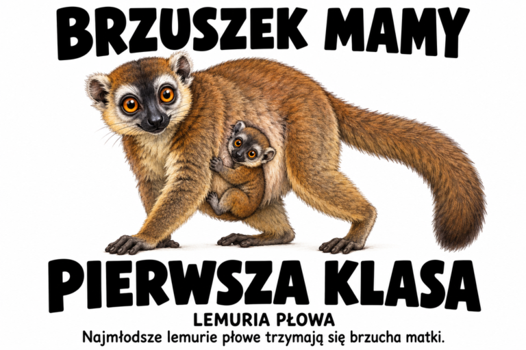 Lemuria płowa — BRZUSZEK MAMY