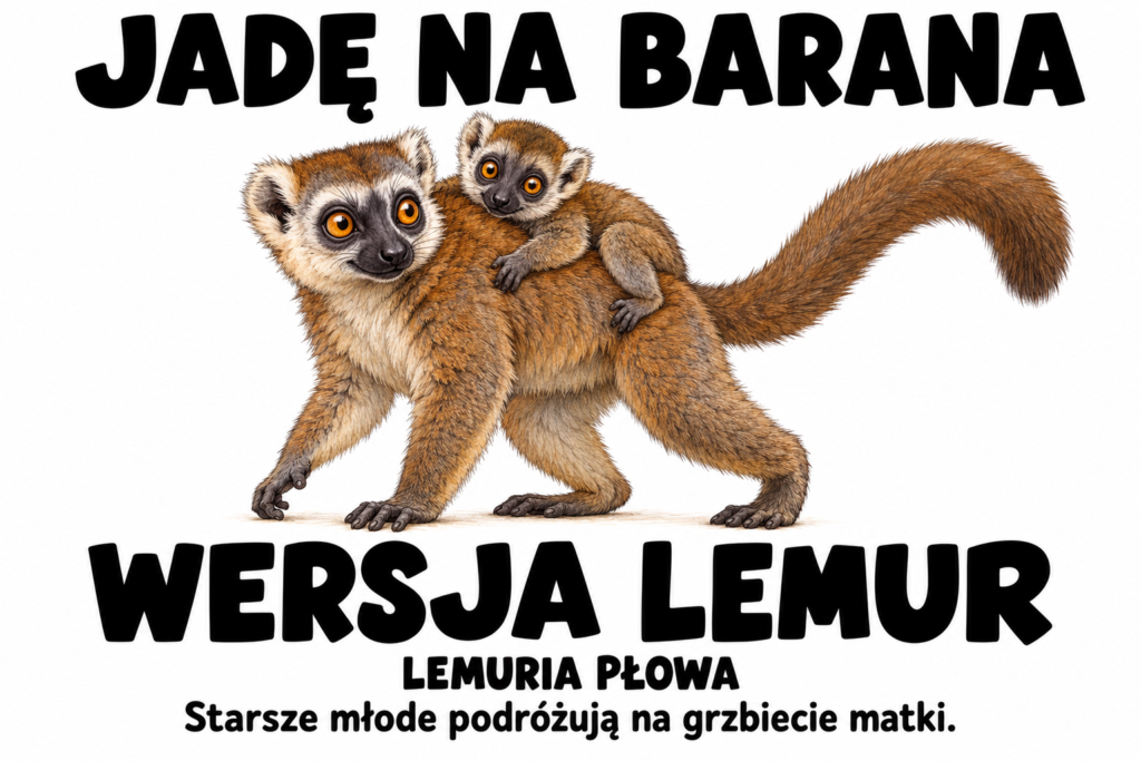 Lemuria płowa — JADĘ NA BARANA