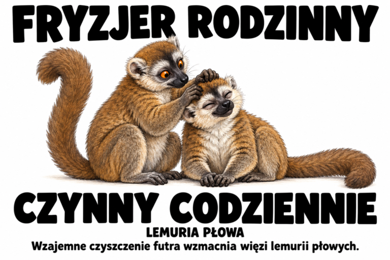 Lemuria płowa — FRYZJER RODZINNY
