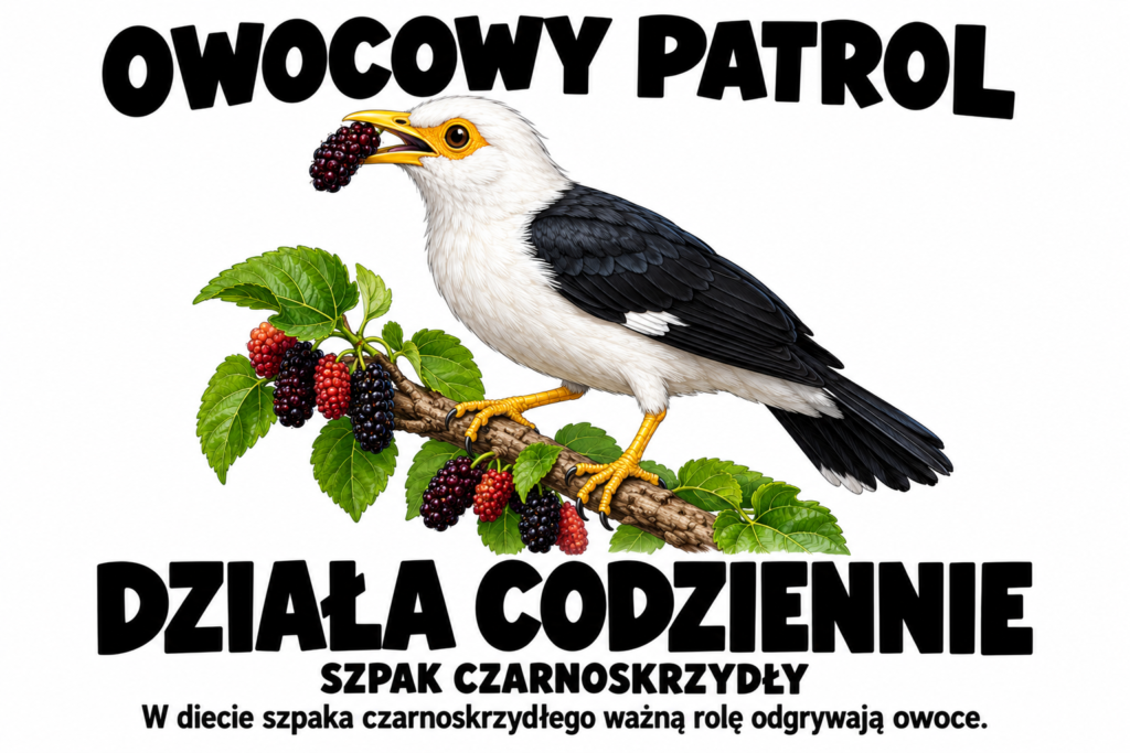 Szpak czarnoskrzydły — OWOCOWY PATROL