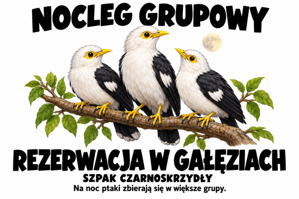 Szpak czarnoskrzydły — NOCLEG GRUPOWY