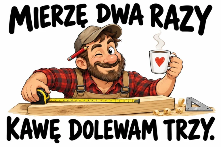 MIERZĘ DWA RAZY — KAWĘ DOLEWAM TRZY. | tabliczka Bogler 30 × 20 cm