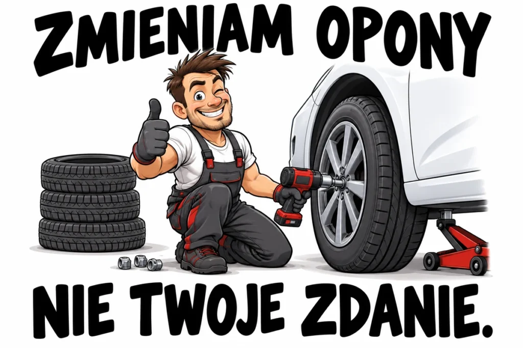 ZMIENIAM OPONY — NIE TWOJE ZDANIE. | tabliczka Bogler 30 × 20 cm