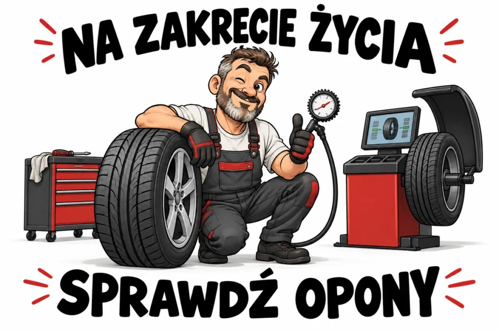 NA ZAKRĘCIE ŻYCIA — SPRAWDŹ OPONY | tabliczka Bogler 30 × 20 cm