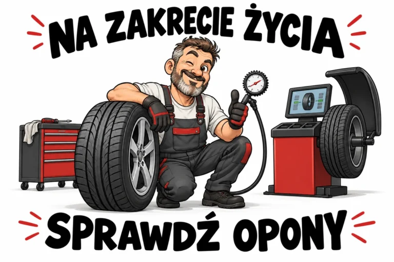 NA ZAKRĘCIE ŻYCIA — SPRAWDŹ OPONY | tabliczka Bogler 30 × 20 cm