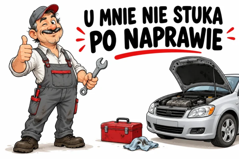 U MNIE NIE STUKA — PO NAPRAWIE | tabliczka Bogler 30 × 20 cm