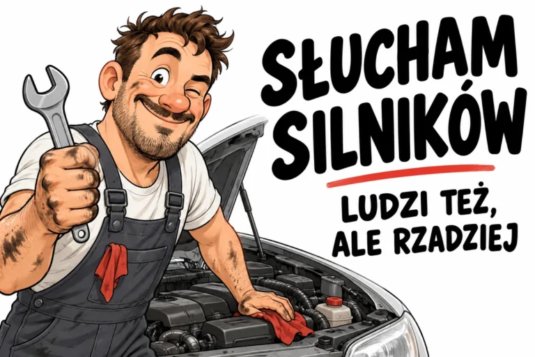 SŁUCHAM SILNIKÓW — LUDZI TEŻ, ALE RZADZIEJ | tabliczka Bogler 30 × 20 cm