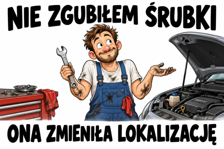 NIE ZGUBIŁEM ŚRUBKI — ONA ZMIENIŁA LOKALIZACJĘ | tabliczka Bogler 30 × 20 cm