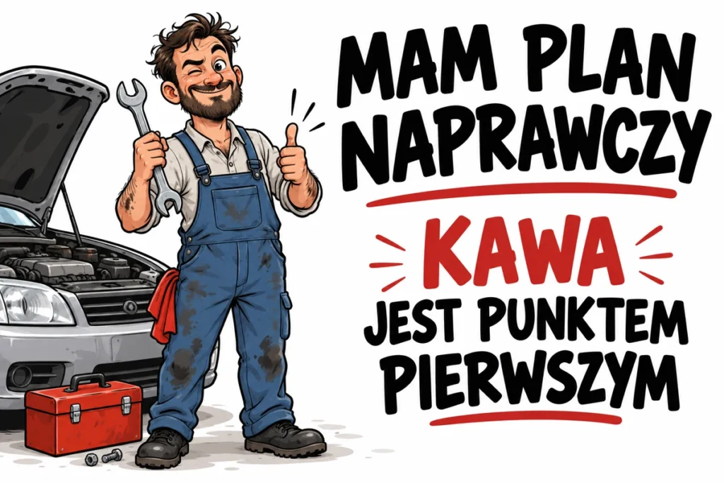 MAM PLAN NAPRAWCZY — KAWA JEST PUNKTEM PIERWSZYM | tabliczka Bogler 30 × 20 cm