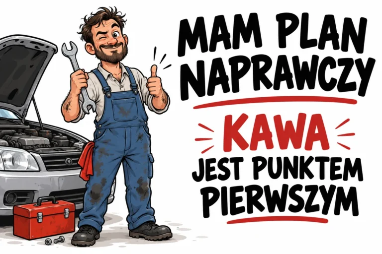 MAM PLAN NAPRAWCZY — KAWA JEST PUNKTEM PIERWSZYM | tabliczka Bogler 30 × 20 cm
