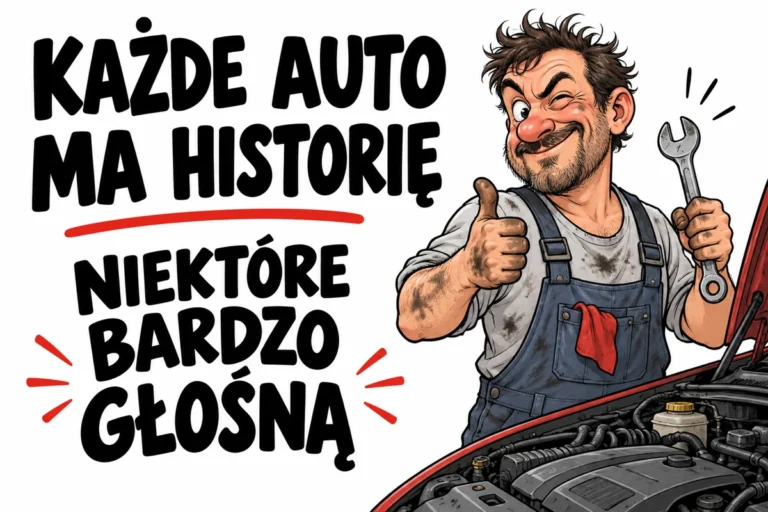 KAŻDE AUTO MA HISTORIĘ — NIEKTÓRE BARDZO GŁOŚNĄ | tabliczka Bogler 30 × 20 cm