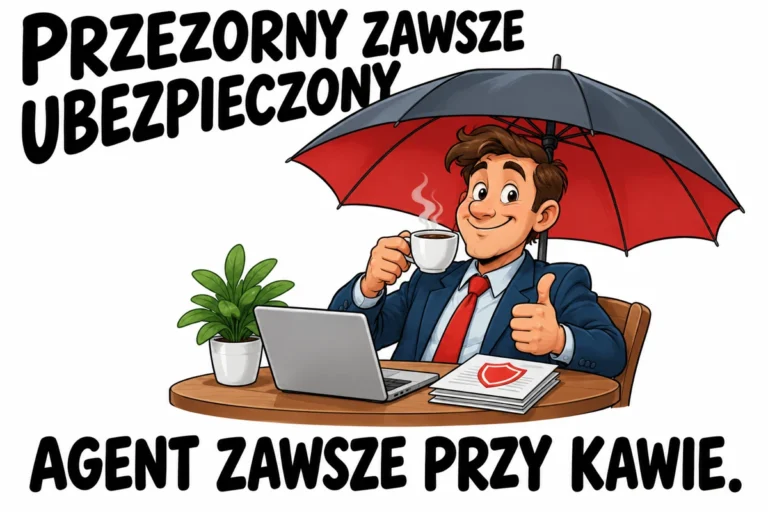 PRZEZORNY ZAWSZE UBEZPIECZONY — AGENT ZAWSZE PRZY KAWIE. | tabliczka Bogler 30 × 20 cm