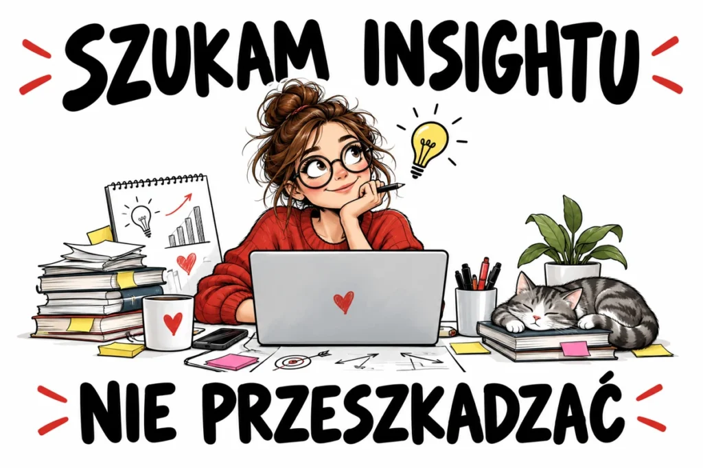 SZUKAM INSIGHTU — NIE PRZESZKADZAĆ | tabliczka Bogler 30 × 20 cm