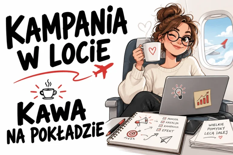 KAMPANIA W LOCIE — KAWA NA POKŁADZIE | tabliczka Bogler 30 × 20 cm